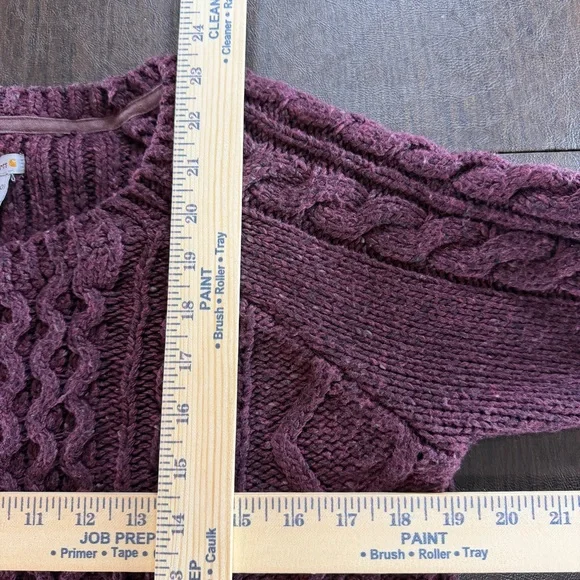 Carhartt Rocksprings Cable Knit Women's Sweater in Burgundy Sz M (8-10) - Picture 5 of 6
